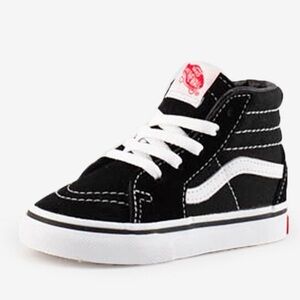 Toddler Vans Black and White High-Top Sneakers with Waffle Outsole